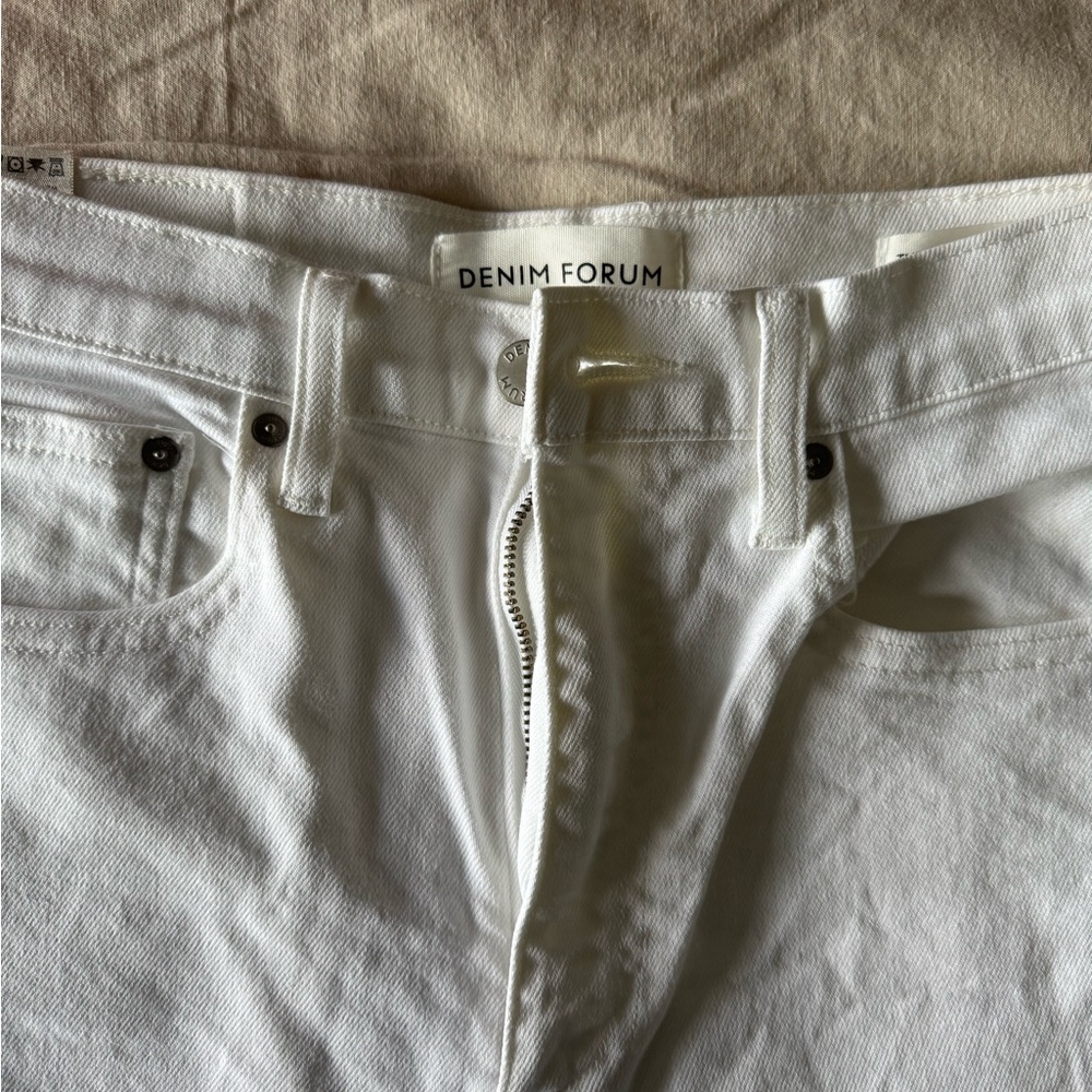 Denim Forum High Rise Flare Jeans in White